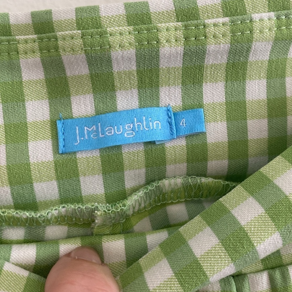 J. McLaughlin Masie Pants Lime Green White Checkered Gingham Capri Pants size 4 - Picture 6 of 7